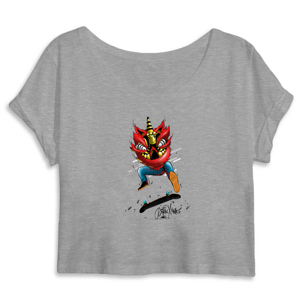 Crop Top Femme - "LION SK8" - 100% Coton BIO - Just Crafted