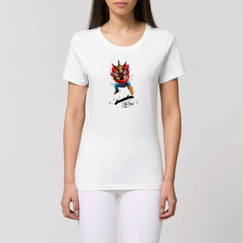 T-shirt Femme - "LION SK8" - 100% Coton BIO - Just Crafted