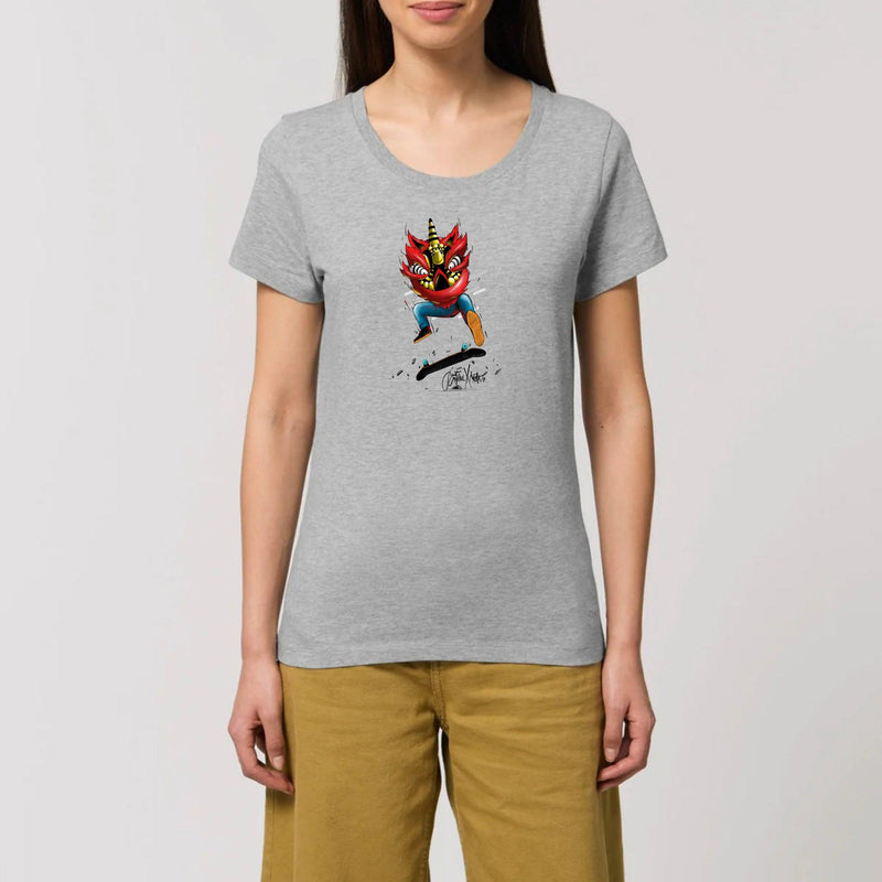 T-shirt Femme - "LION SK8" - 100% Coton BIO - Just Crafted