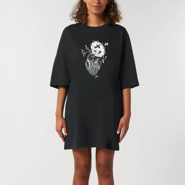 Robe T-shirt Femme - "Coeur" - 100% Coton BIO - Just Crafted